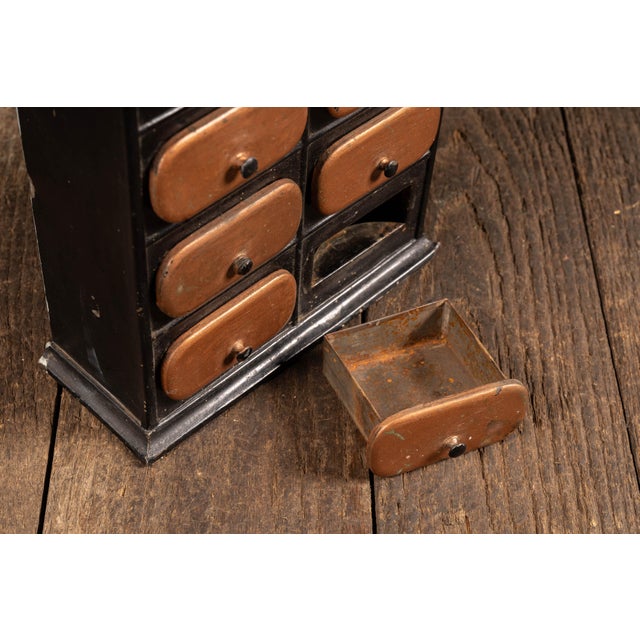 Early 20th Century Ornate Painted Tin Spice Cabinet For Sale In Chicago - Image 6 of 9