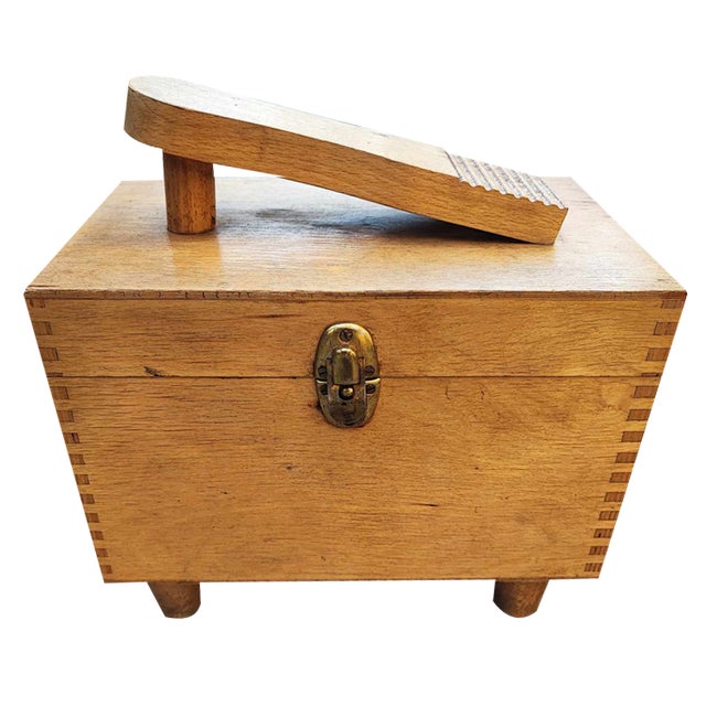 Vintage Wooden Shoe Shine Cabinet, 1960s For Sale
