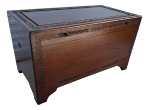 Late 19th Century Asian Themed Carved Teak Cedar Chest