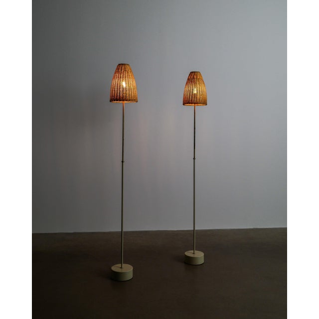 Wood Mid-Century Swedish S-1871 Floor Lamp in Metal & Rattan from Hans-Agne Jakobsson, Sweden, 1950s For Sale - Image 7 of 13