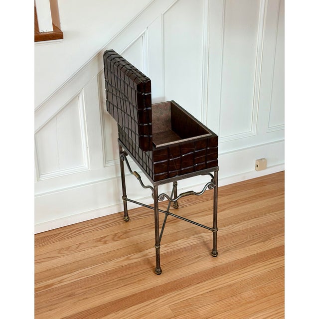 Maitland - Smith 1970s Maitland Smith Faceted Brown Rectangular Turtle Box on Metal Stand For Sale - Image 4 of 12