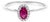 10K White Gold 5X3MM Oval Red Ruby and Diamond Accent Halo Ring (I-J Color, I1-I2 Clarity) - Ring Size 8 For Sale