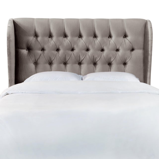 California King Tufted Wingback Headboard in Majestic Smoke Chairish