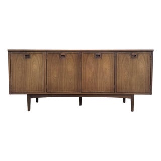Mid Century Modern Walnuts Laminate Top Credenza by Stanley Furniture For Sale