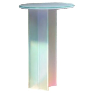 Isola Dichroic Satin Glass T Side Table by Brajak Vitberg For Sale