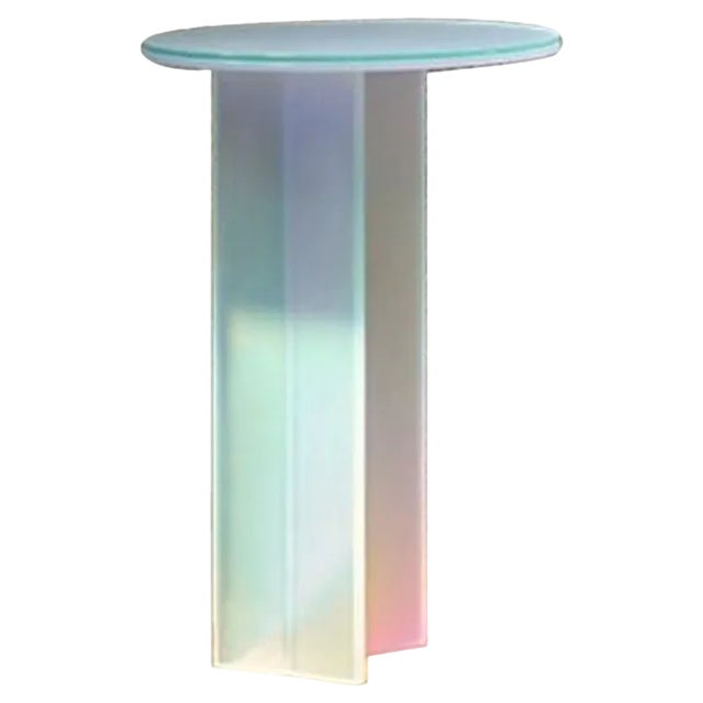 Isola Dichroic Satin Glass T Side Table by Brajak Vitberg For Sale