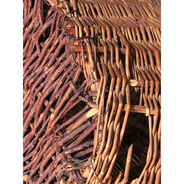 Vintage Early 20th Century Rustic Old American Wicker and Willow Fishing Creel For Sale - Image 10 of 12