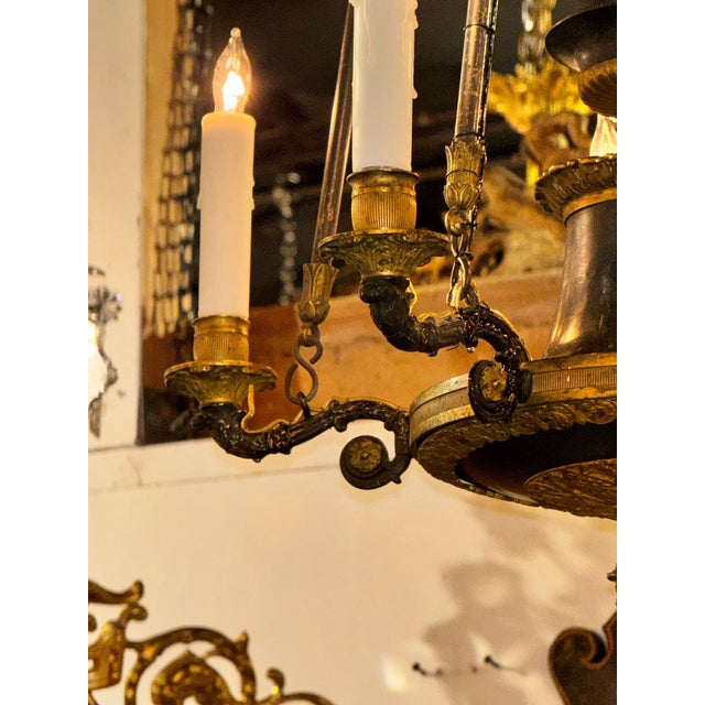 19th Century French Empire Bronze Chandelier For Sale In Dallas - Image 6 of 8