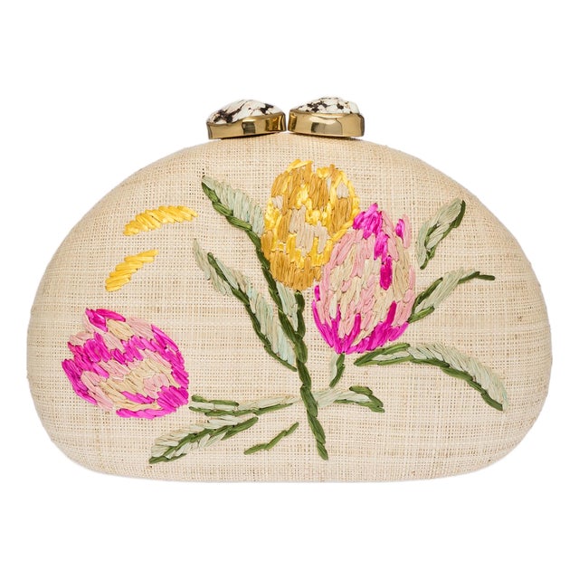 Berna Dome Clutch in Natural / Pink For Sale