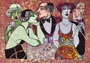 Juarez Machado Signed Limited Edition Serigraph – Elegant Dinner Scene
