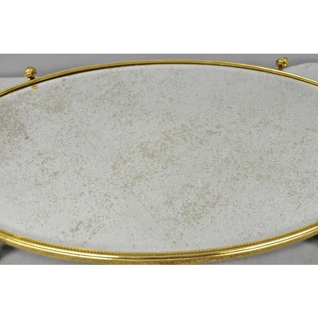 Gold Vintage Hollywood Regency Gold Maiden Bust Oval Beveled Glass Mirror Vanity Tray For Sale - Image 8 of 13