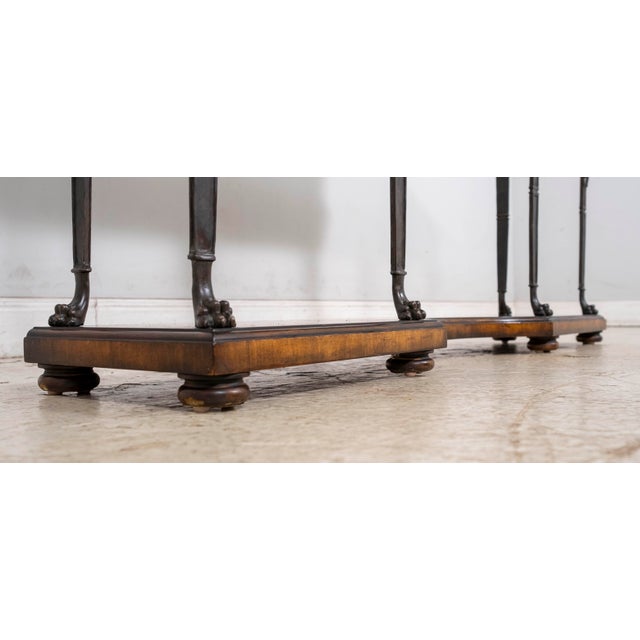 Theodore Alexander Mahogany & Figural Bronze 3 Drawer Console Table For Sale - Image 11 of 18