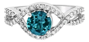 London Blue Topaz Diamond Ring, Size 9