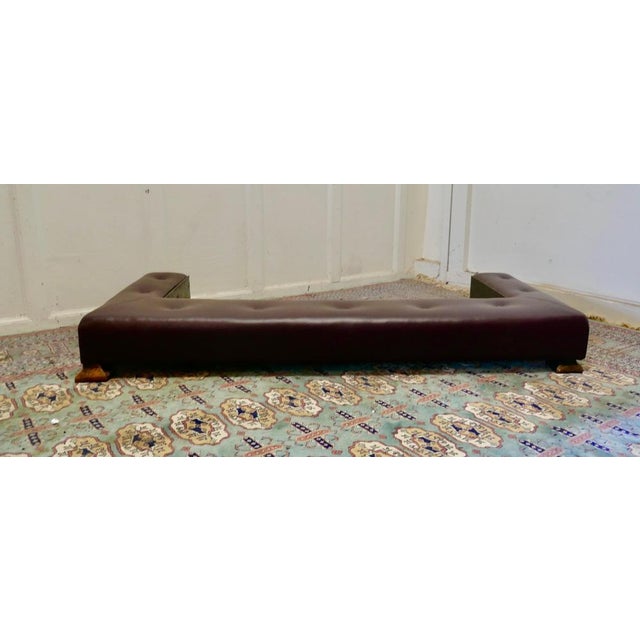 Late 19th Century Low Victorian Leather Club Fender Hearth Seat, 1880 For Sale - Image 5 of 8