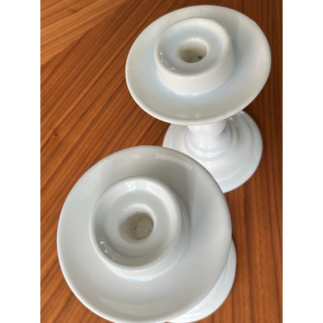 White 1970s White Ceramic Candle Holders-a Pair For Sale - Image 8 of 11