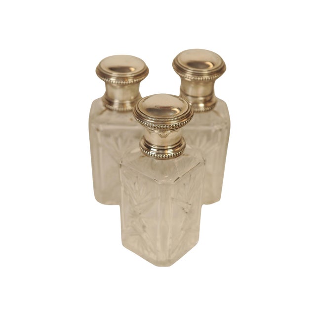 Antique Victorian Burr Walnut and Continental Silver Tantalus with Cut Glass Decanters, Set of 4 For Sale - Image 13 of 14