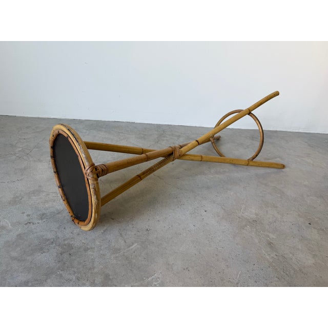 Boho Chic Vintage Rosenthal Netter Style Coastal Bamboo & Rattan Pedestal Stand For Sale - Image 3 of 10