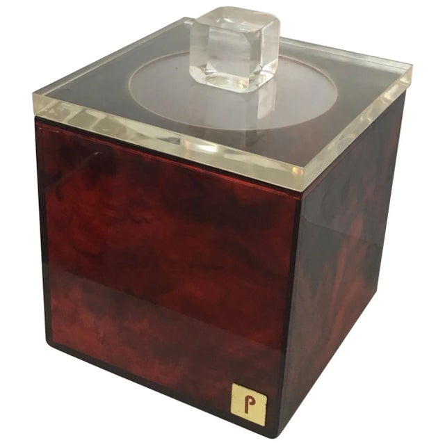 Red and Clear Lucite Ice Bucket, Signed P, French, circa 1970 For Sale - Image 13 of 13