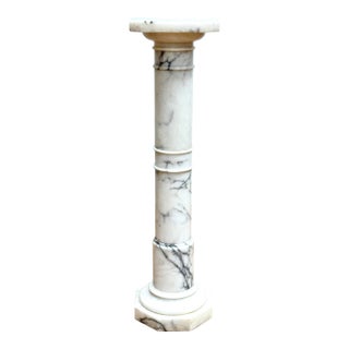 Vintage Marble Turned Column Pedestal For Sale