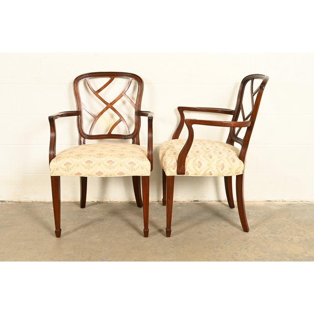Wood Kindel Furniture Style Federal Carved Mahogany Armchairs, Pair For Sale - Image 7 of 14