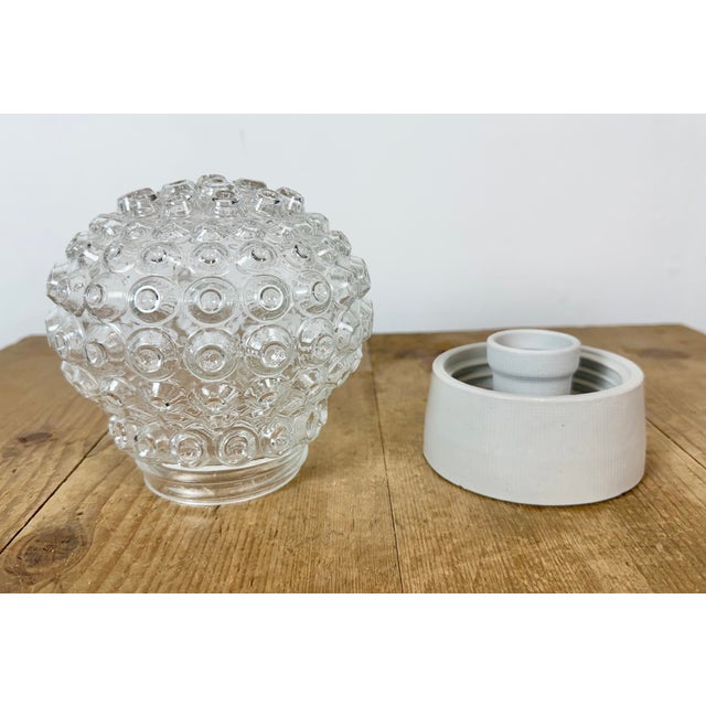 White Vintage White Porcelain and Glass Ceiling Light, 1970s For Sale - Image 8 of 14