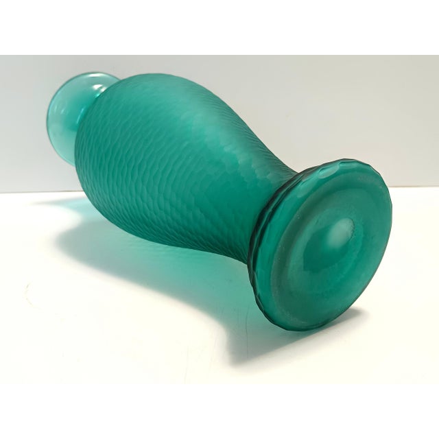 Teal Polished Hand-Blown Murano Glass Vase by Vetrarti, 1990s For Sale - Image 9 of 11