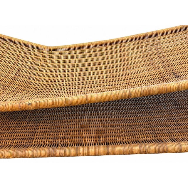 Sculptural Woven Rattan Chaise Lounge, Italy 1960 For Sale - Image 4 of 10