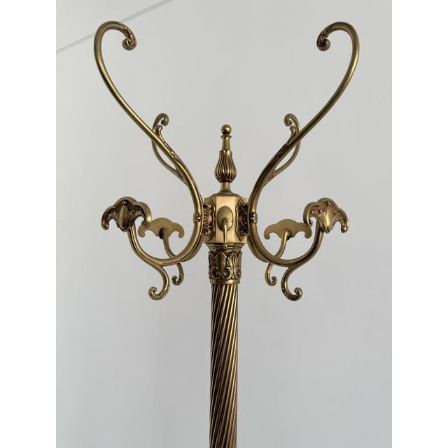 Italian Brass Hall Tree with Onyx Marble Base, 1960s For Sale - Image 6 of 18