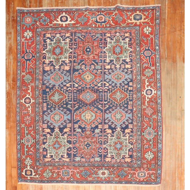 Antique Zabihi Collection Persian Heriz Square Rug - 5'3" x 5'11" For Sale In New York - Image 6 of 8