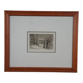 Antique 1930s Leon a Makielski Huron River Landscape Signed Etching 23" For Sale