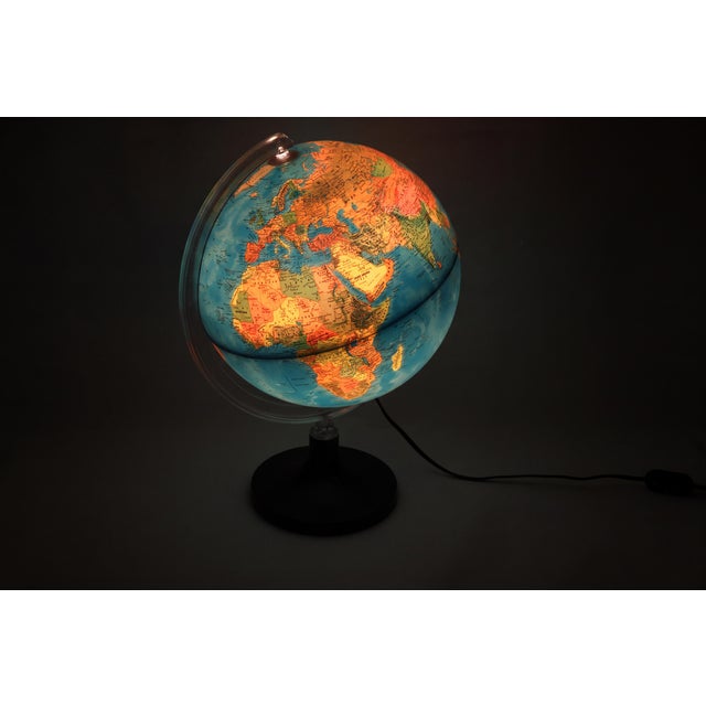 Working illuminated Rand McNally physical-political 12" globe. Made in Italy, vintage 1982. Lights up with an on/off...