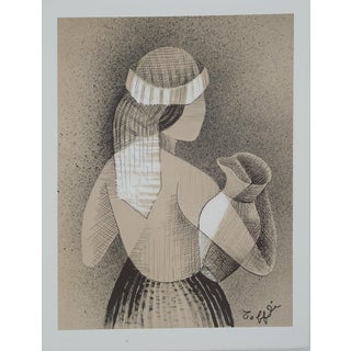 Louis Toffoli, Jeune femme au pot de lait, Lithograph For Sale