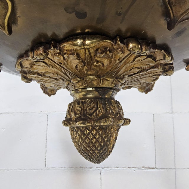 Copper Antique Neo-Renaissance Greenman Candle Chandelier, 1980s For Sale - Image 8 of 18