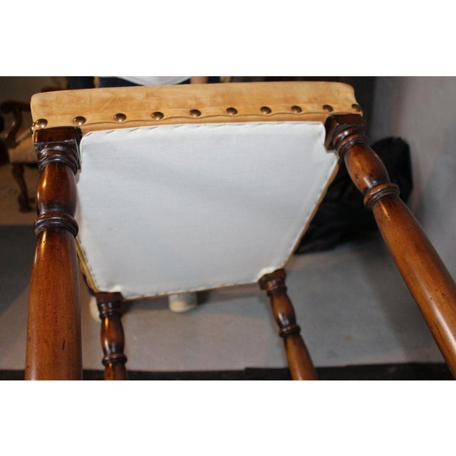 Camel Vintage Suede Barstools With Nail Head Detail - Set of 3 For Sale - Image 8 of 9