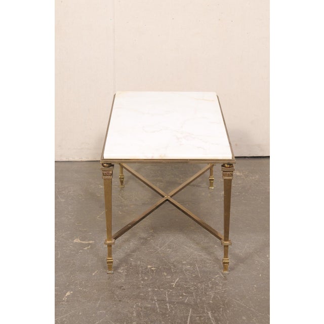 Mid 20th Century French White Marble & Brass Coffee Table For Sale - Image 10 of 12