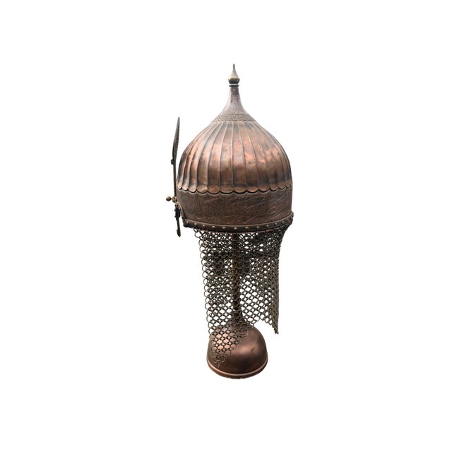 Metal Talismanic Fluted Copper Seljuk Helmet For Sale - Image 7 of 13