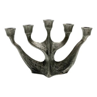 Brutalist Cast Iron Candleholder by Horst Dalbeck, 1970s For Sale