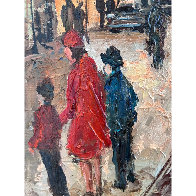 Blue Vintage Original Oil Painting of a Canal Cityscape, Circa 1970s - Signed For Sale - Image 8 of 17