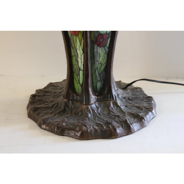 Metal Gorgeous Tiffany-Style Art Nouveau Lamp With Bronze Base For Sale - Image 7 of 18