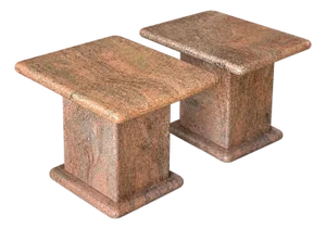 Pair of 1980s Postmodern Rose Granite Side Tables