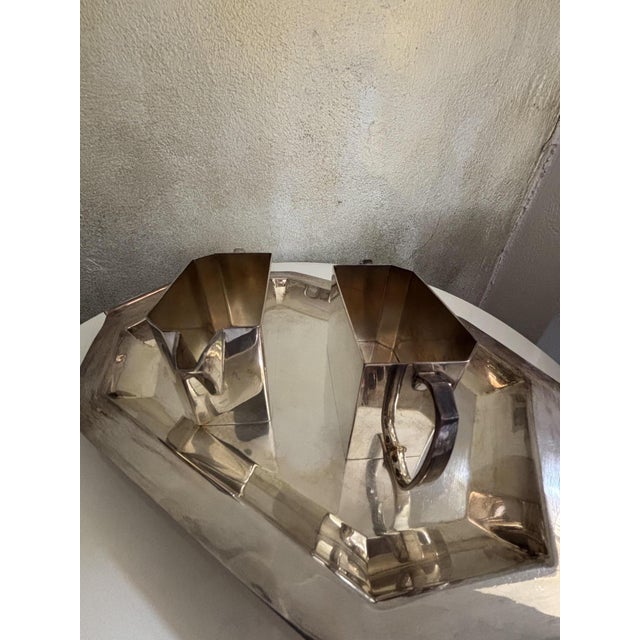 Art Deco Silver-Plated Copper Cube Tea Service from John Round & Son Sheffield, England, 1930s, Set of 3 For Sale - Image 9 of 12