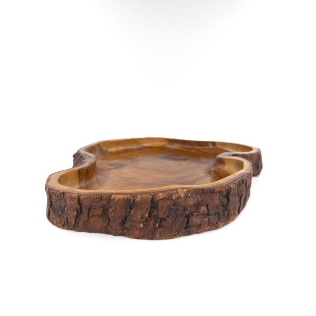 Hand-Carved Peruvian Olive Wood Tray With Live Sculptural Edges For Sale - Image 10 of 10