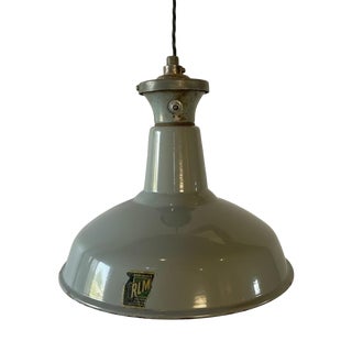 Vintage Industrial Grey Enamel Pendant Light from Benjamin For Sale