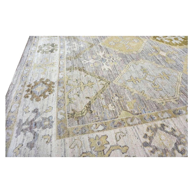 21st Century Turkish Oushak 11x15 Grey, Ivory, Olive & Yellow Handmade Area Rug #1144074 For Sale - Image 13 of 13
