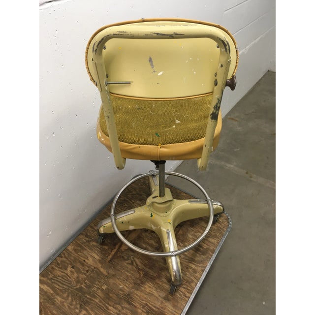 1980s Globe Industrial Tanker Style Drafting Stool for Reupholstery For Sale - Image 5 of 13