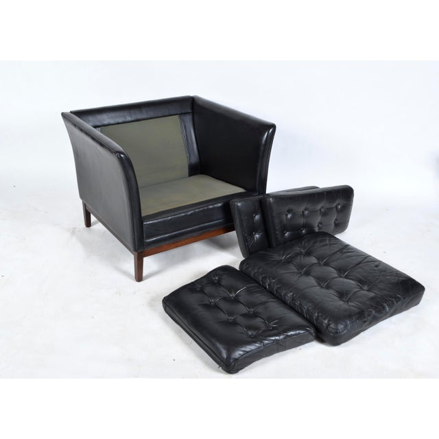 Danish Black Leather Lounge Armchair from Mogens Hansen, Denmark, 1960s For Sale - Image 18 of 18