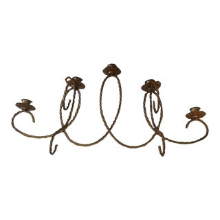 Vintage Gold Rope 5 Candleholder Wall Sconce For Sale