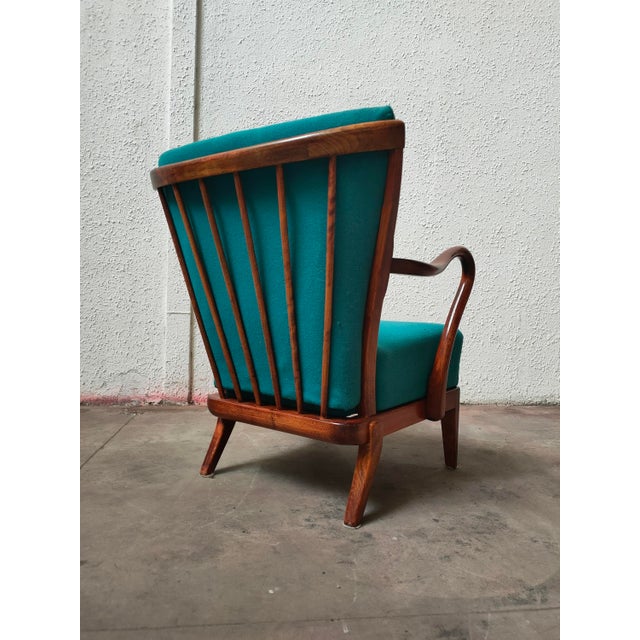 Mid-Century Modern Mid-Century Swedish Fabric and Wood Armchair, 1980 For Sale - Image 3 of 7