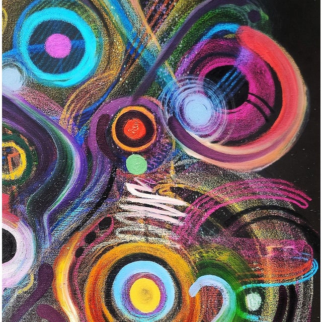 Abstract "The Second Aurora", Oil and Oil Pastel Painting on Canvas by Ara Deinde For Sale - Image 3 of 3