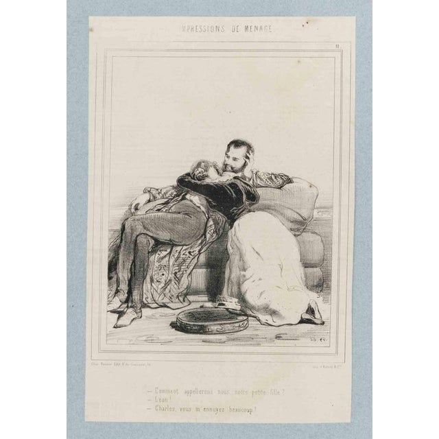 Paul Gavarni, Impressions of Ménage, Plate 11, Mid-19th Century, Lithograph For Sale - Image 3 of 3